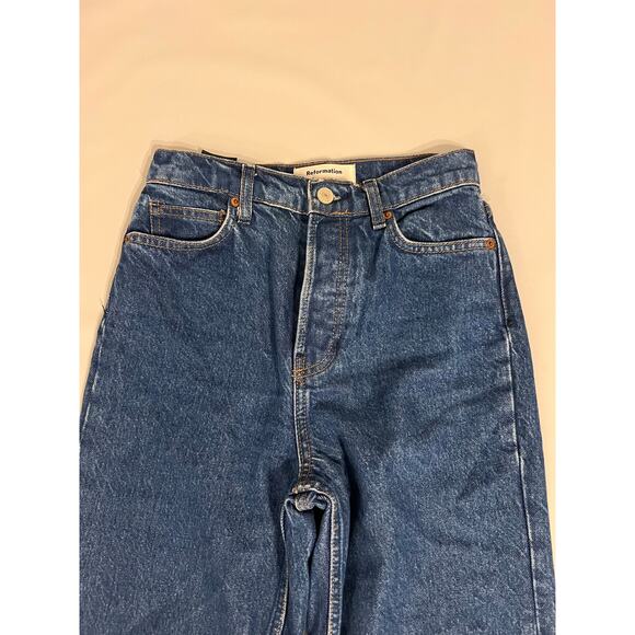 Reformation Cynthia High Rise Straight Long Denim Jeans Womens 24 Blue Casual - Picture 10 of 16